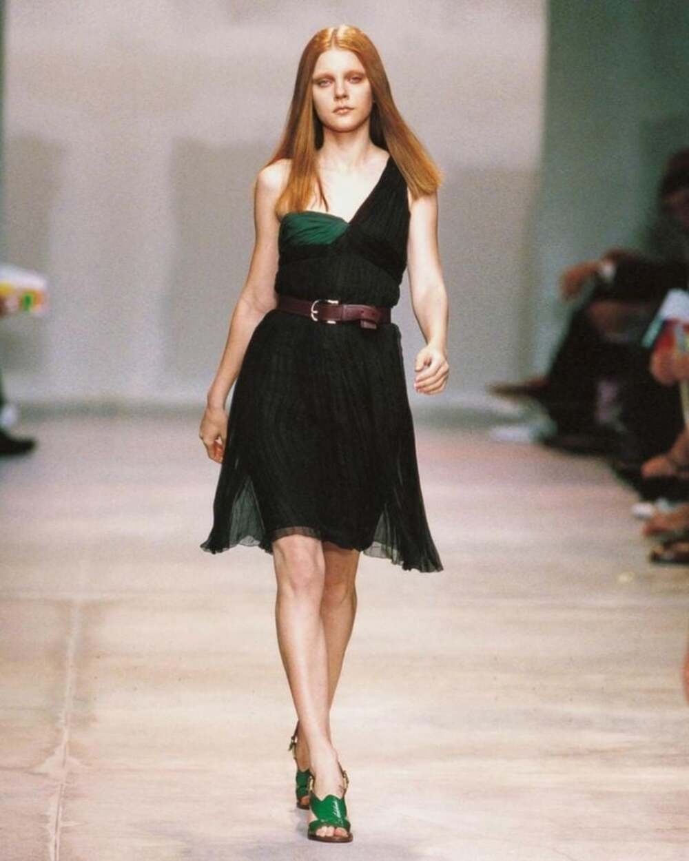 Vintage 2005 Prada Runway Colorblock Crinkle Silk Dress US 6 IT 42 Womens $1495